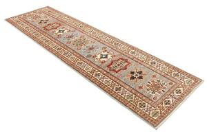Tappeto Kazak Fine Stilizzato Grigio Beige Corsia 83x291 Cm