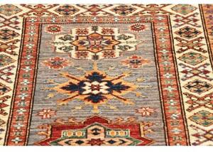 Tappeto Kazak Fine Stilizzato Grigio Beige Corsia 83x291 Cm