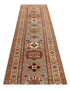 Tappeto Kazak Fine Stilizzato Grigio Beige Corsia 83x291 Cm
