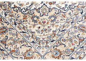 Tappeto Kashan Medaglione Floreale Avorio Blu Cobalto 197x300 Cm