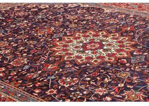 Tappeto Sarough Medaglione Floreale Blu Scuro Rosso 220x343 Cm