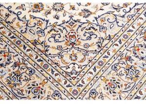 Tappeto Kashan Medaglione Floreale Avorio Blu 200x303 Cm