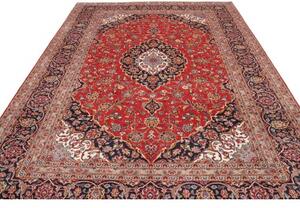 Tappeto Ardakan Medaglione Floreale Rosso Blu Scuro 242x348 Cm