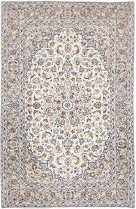 Tappeto Kashan Medaglione Floreale Avorio Blu Cobalto 197x300 Cm