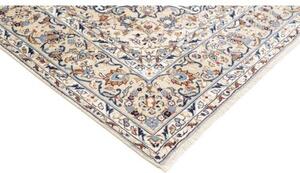 Tappeto Kashan Medaglione Floreale Avorio Blu Cobalto 197x300 Cm