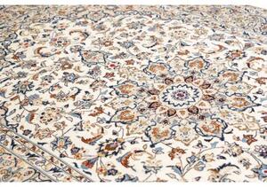 Tappeto Kashan Medaglione Floreale Avorio Blu Cobalto 197x300 Cm