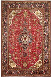Tappeto Tabriz Stilizzato Rosso Blu Scuro 197x300 Cm