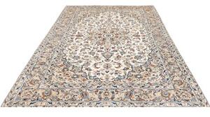 Tappeto Kashan Medaglione Floreale Avorio Blu Cobalto 197x300 Cm
