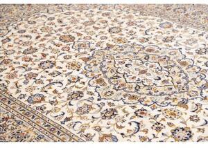 Tappeto Kashan Medaglione Floreale Avorio Blu 200x303 Cm