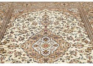 Tappeto Kashan Medaglione Floreale Avorio Beige 200x290 Cm