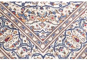 Tappeto Kashan Medaglione Floreale Avorio Blu 196x300 Cm