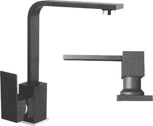 Granitan | NOOK - Miscelatore da cucina - Orientabile a 360° - Effetto granito - Nero - Acciaio inossidabile - Carica in Vetroceramica
