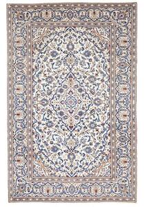 Tappeto Kashan Medaglione Floreale Avorio Blu 196x300 Cm