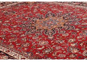 Tappeto Mashad Medaglione Floreale Rosso Blu Scuro 244x340 Cm