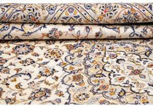Tappeto Kashan Medaglione Floreale Avorio Blu 200x303 Cm