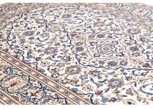 Tappeto Kashan Medaglione Floreale Avorio Blu 196x300 Cm