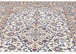 Tappeto Kashan Medaglione Floreale Avorio Blu 196x300 Cm
