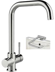 Rubinetto da cucina, pieghevole a 180°, girevole a 360°, colore argento
