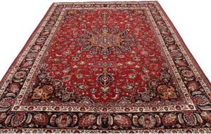 Tappeto Mashad Medaglione Floreale Rosso Blu Scuro 244x340 Cm