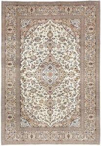 Tappeto Kashan Medaglione Floreale Avorio Beige 200x290 Cm