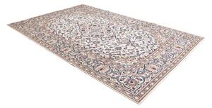 Tappeto Kashan Medaglione Floreale Avorio Blu 196x300 Cm