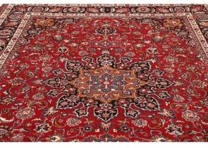 Tappeto Mashad Medaglione Floreale Rosso Blu Scuro 244x340 Cm