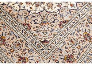 Tappeto Kashan Medaglione Floreale Avorio Blu 197x310 Cm