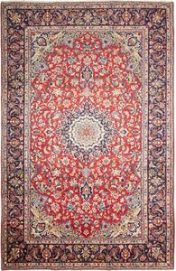 Tappeto Nadjafabad Medaglione Floreale Rosso Blu Scuro 215x340 Cm