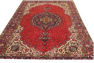 Tappeto Tabriz Medaglione Floreale Rosso Blu Scuro 200x293 Cm
