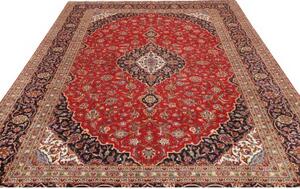 Tappeto Ardakan Medaglione Floreale Rosso Blu Scuro 243x342 Cm