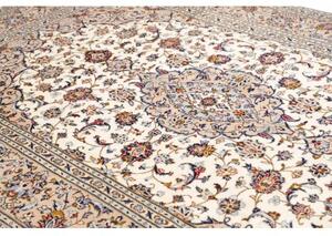 Tappeto Kashan Medaglione Floreale Avorio Blu 197x310 Cm