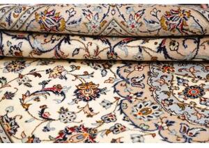 Tappeto Kashan Medaglione Floreale Avorio Blu 197x310 Cm