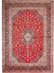 Tappeto Ardakan Medaglione Floreale Rosso Blu Scuro 252x350 Cm