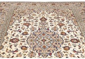 Tappeto Kashan Medaglione Floreale Avorio Blu 197x310 Cm