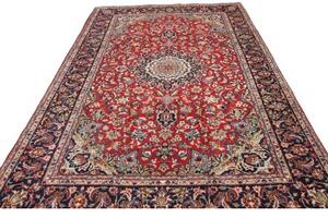 Tappeto Nadjafabad Medaglione Floreale Rosso Blu Scuro 215x340 Cm