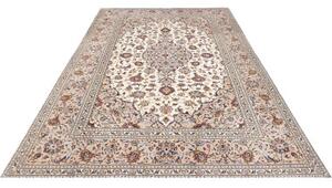 Tappeto Kashan Medaglione Floreale Avorio Blu 197x310 Cm