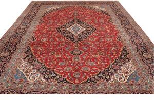 Tappeto Ardakan Medaglione Floreale Rosso Blu Scuro 293x407 Cm