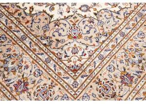 Tappeto Kashan Medaglione Floreale Avorio Blu Cobalto 204x322 Cm