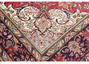 Tappeto Tabriz Medaglione Floreale Rosso Blu Scuro 198x310 Cm