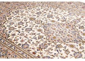 Tappeto Kashan Medaglione Floreale Avorio Blu Cobalto 204x322 Cm