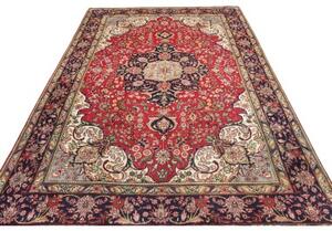 Tappeto Tabriz Medaglione Floreale Rosso Blu Scuro 198x310 Cm