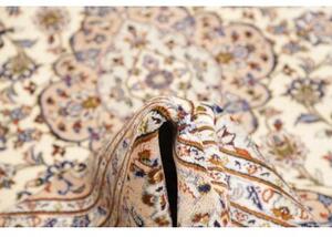 Tappeto Kashan Medaglione Floreale Avorio Blu Cobalto 204x322 Cm