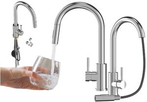 Granitan | LOSETO - Miscelatore da cucina - Bocca estraibile - 2 tipi di getto - Cromo - Acciaio inossidabile - Carica Vetroceramica