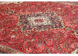 Tappeto Tabriz Medaglione Floreale Rosso Blu Scuro 194x297 Cm