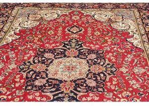 Tappeto Tabriz Medaglione Floreale Rosso Blu Scuro 198x310 Cm