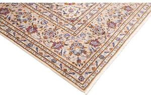 Tappeto Kashan Medaglione Floreale Avorio Blu Cobalto 204x322 Cm