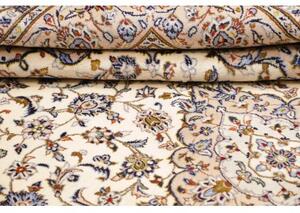 Tappeto Kashan Medaglione Floreale Avorio Blu Cobalto 204x322 Cm