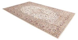 Tappeto Kashan Medaglione Floreale Avorio Blu Cobalto 204x322 Cm