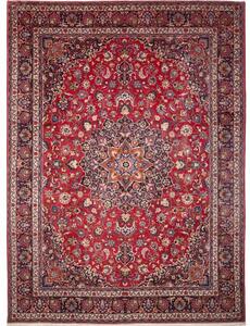 Tappeto Mashad Medaglione Floreale Rosso Blu Scuro 290x392 Cm