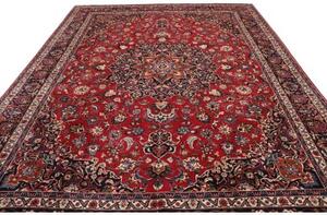 Tappeto Mashad Medaglione Floreale Rosso Blu Scuro 290x392 Cm